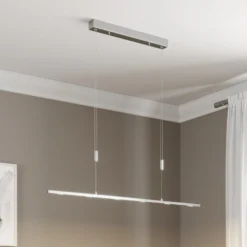 Lámpara colgante LED Lucande Arnik, 120 cm, color níquel, atenuable