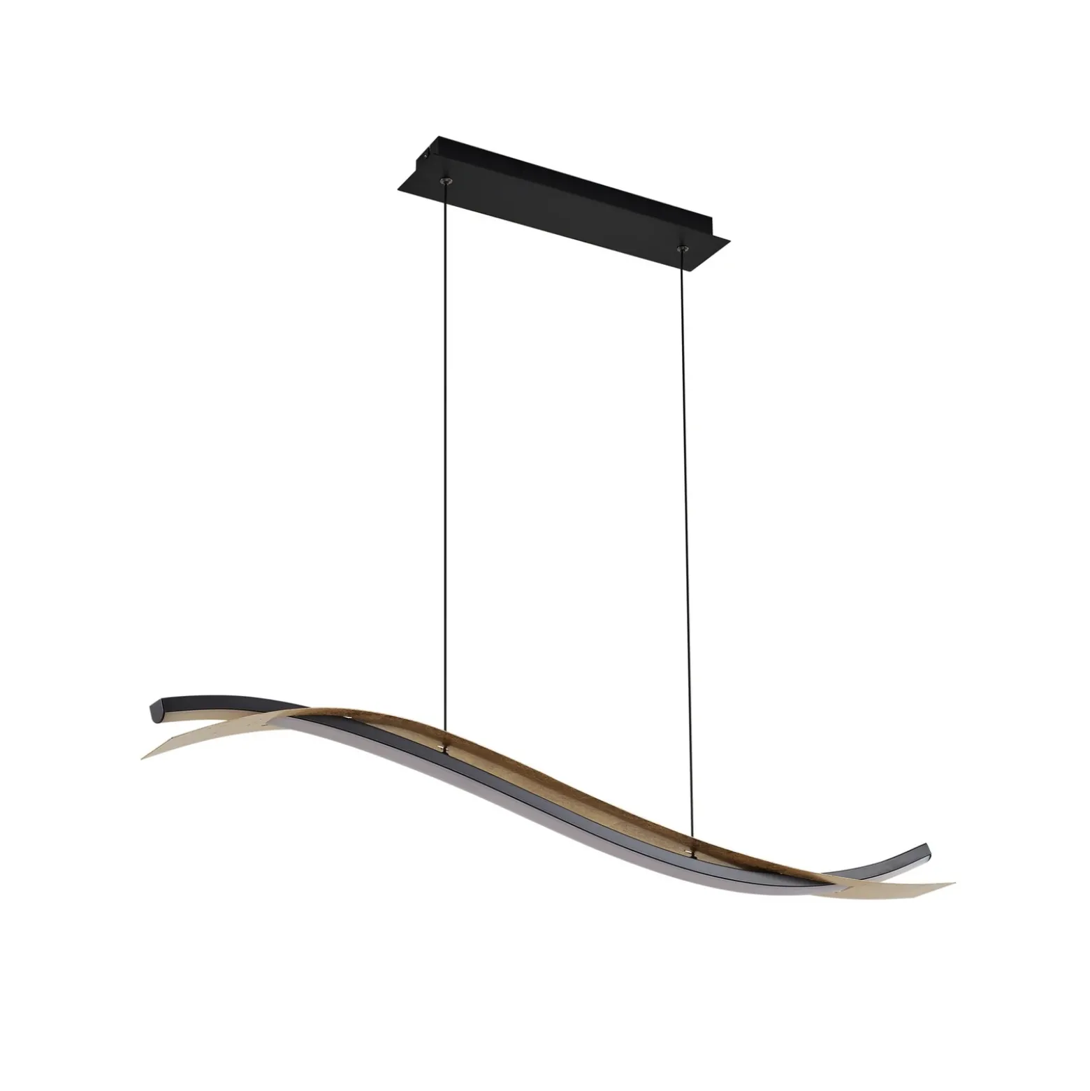 lámpara colgante LED Lucande Alevia, negro/dorado, CCT