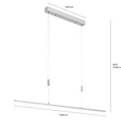 Lámpara colgante LED Lucande Arnik, 140 cm, color níquel, atenuable