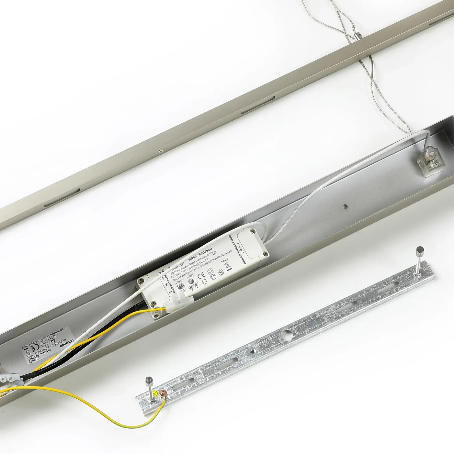 Lámpara colgante LED Lucande Arnik, 140 cm, color níquel, atenuable