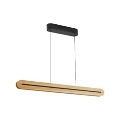 lámpara colgante LED Lucande Darnor, madera, CCT, longitud 100 cm