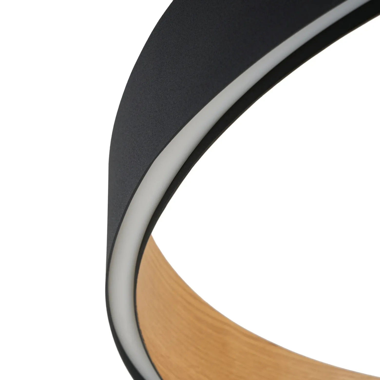Lámpara colgante LED Lucande Daelor, negro/madera, CCT, atenuable