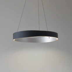 Lámpara colgante LED Lucande Daelor, negro/aluminio, CCT, atenuable