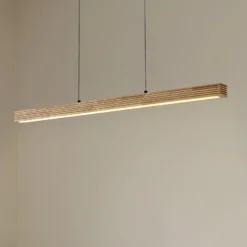 Lámpara colgante LED Lucande Emara, madera clara, roble, CCT