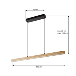 Lámpara colgante LED Lucande Emara, madera clara, roble, CCT