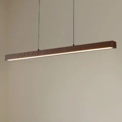 Lámpara colgante LED Lucande Emara, madera oscura, roble, CCT