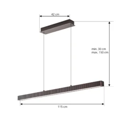 Lámpara colgante LED Lucande Emara, madera oscura, roble, CCT