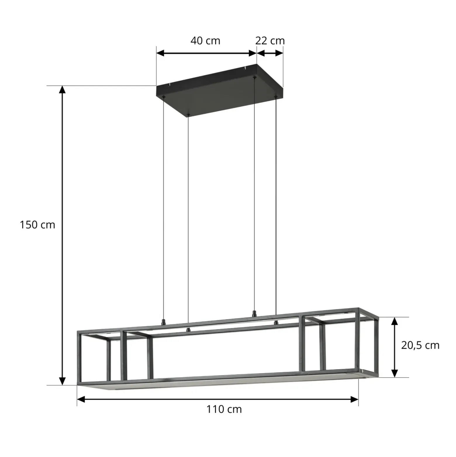Lámpara colgante LED Lucande Estante, negra, atenuable