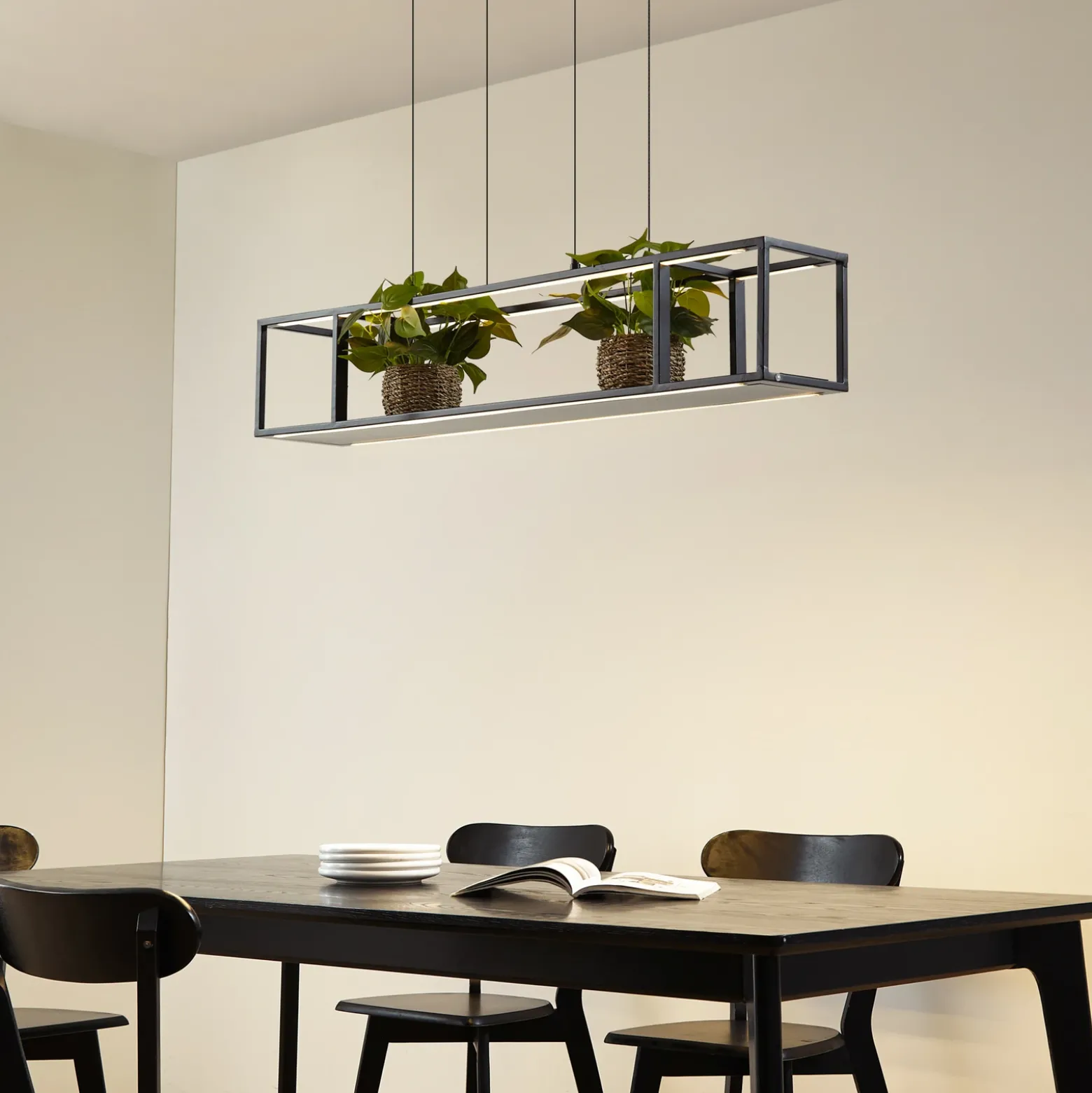 Lámpara colgante LED Lucande Estante, negra, atenuable