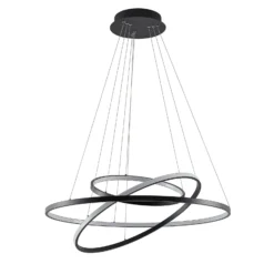 Lámpara colgante LED Lucande Ezana, negra, metal, Ø 80 cm