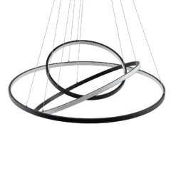 Lámpara colgante LED Lucande Ezana, negra, metal, Ø 80 cm