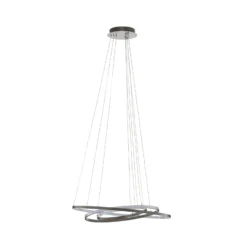 Lámpara colgante LED Lucande Ezana, níquel, metal, Ø 80 cm
