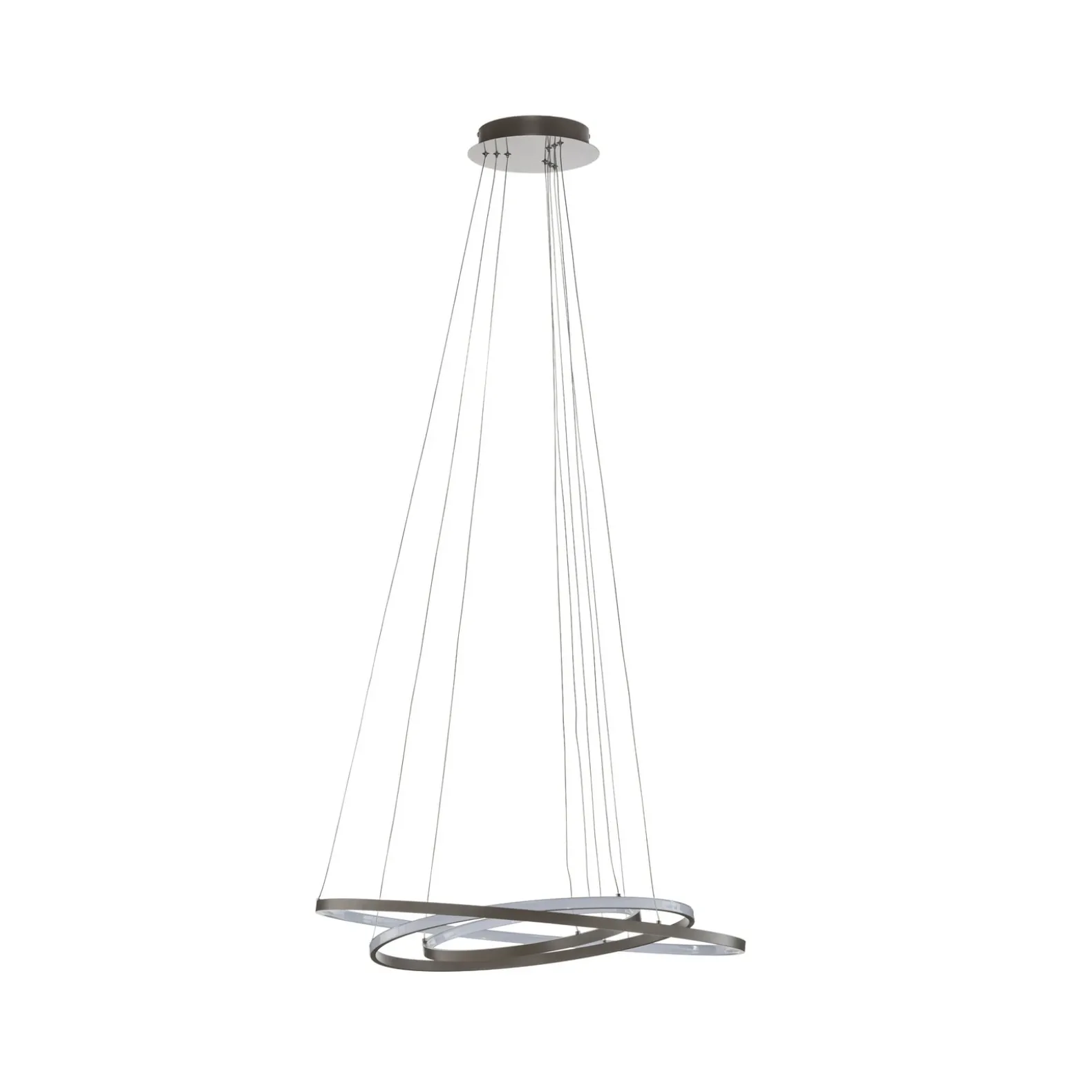 Lámpara colgante LED Lucande Ezana, níquel, metal, Ø 80 cm