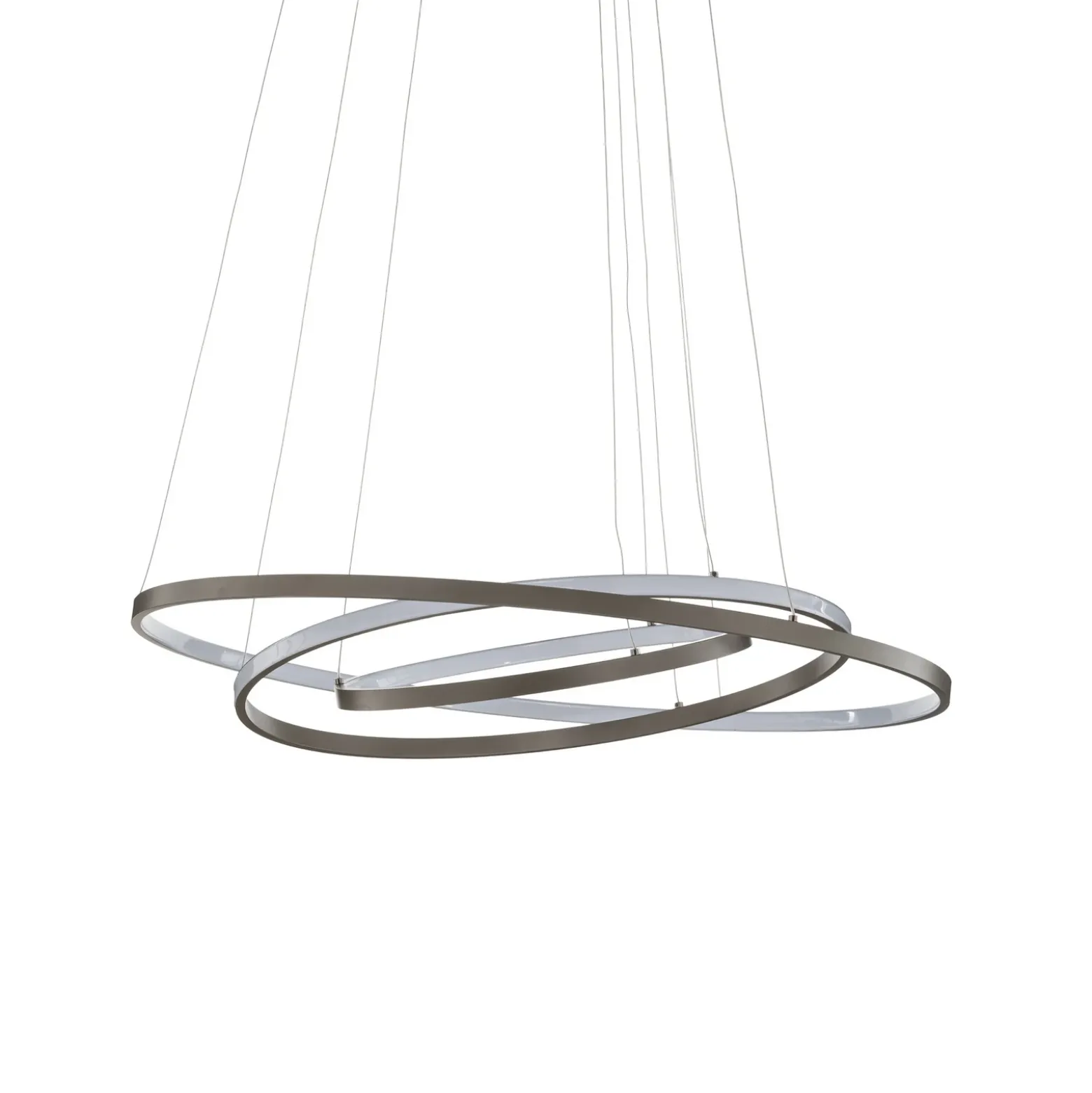 Lámpara colgante LED Lucande Ezana, níquel, metal, Ø 80 cm