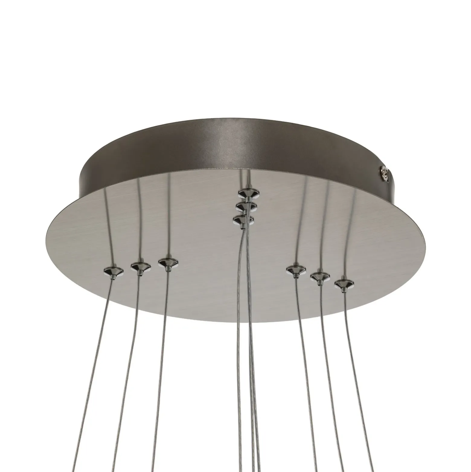 Lámpara colgante LED Lucande Ezana, níquel, metal, Ø 80 cm