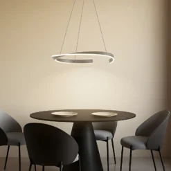 Lámpara colgante LED Lucande Eloura, plateada, Ø58 cm, metal, CCT