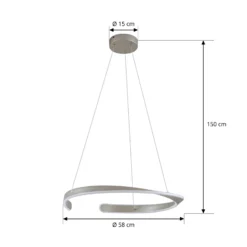 Lámpara colgante LED Lucande Eloura, plateada, Ø58 cm, metal, CCT