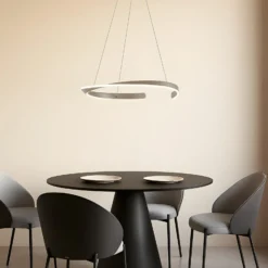 Lámpara colgante LED Lucande Eloura, plateada, Ø58 cm, metal, CCT