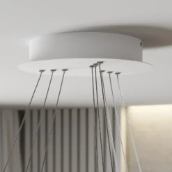 Lámpara colgante LED Lucande Ezana, blanca, metal, Ø 80 cm
