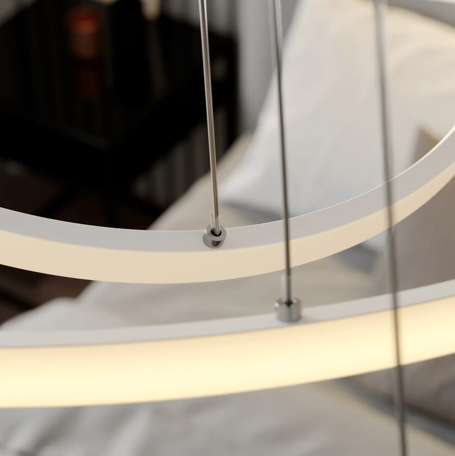 Lámpara colgante LED Lucande Ezana, blanca, metal, Ø 80 cm
