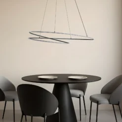Lámpara colgante LED Lucande Gavril, 100 cm, negra, atenuable