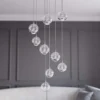 lámpara colgante LED Lucande Hayley, Ø 40 cm, 9 luces, cromo, cristal