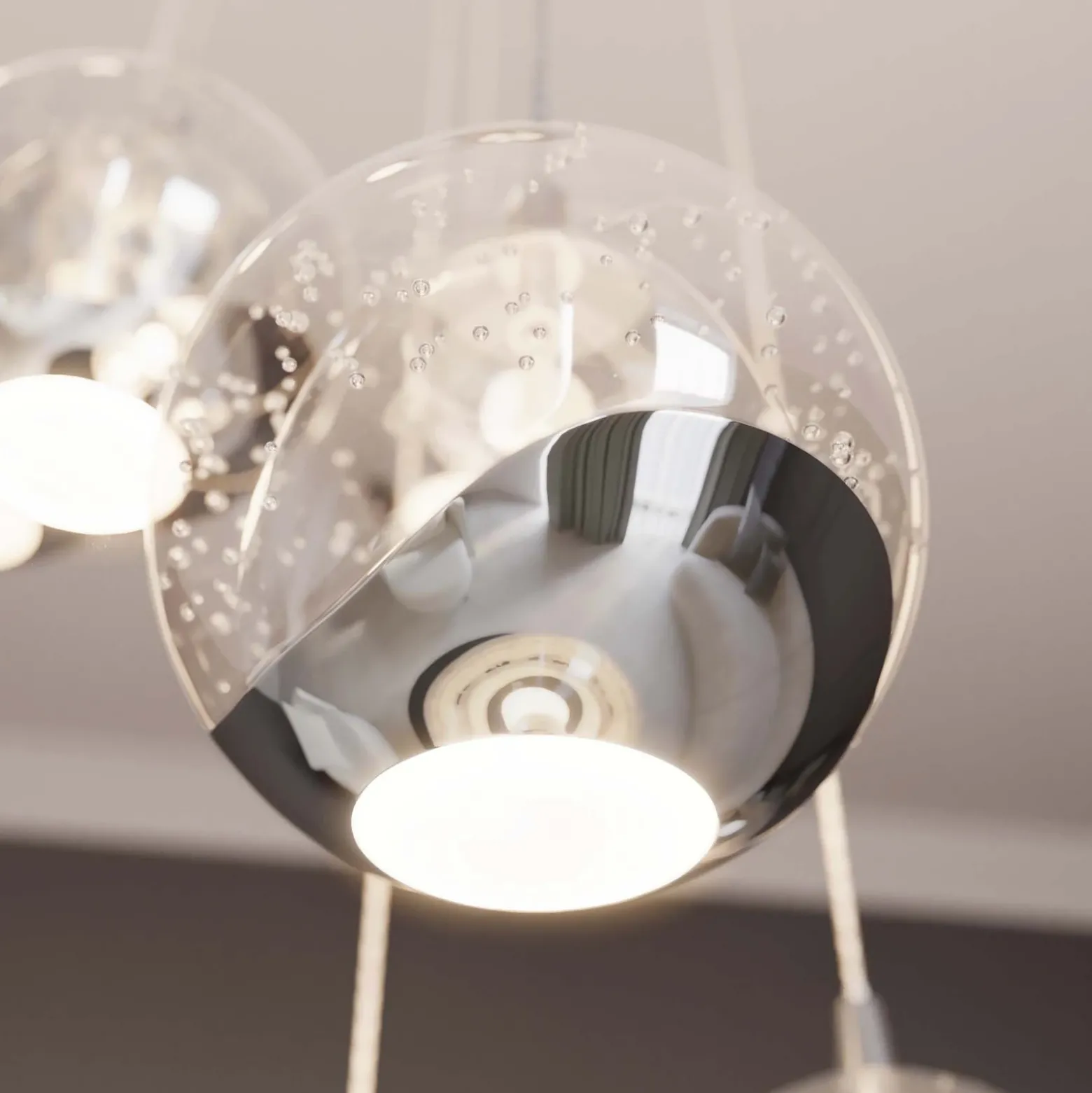 lámpara colgante LED Lucande Hayley, Ø 40 cm, 9 luces, cromo, cristal