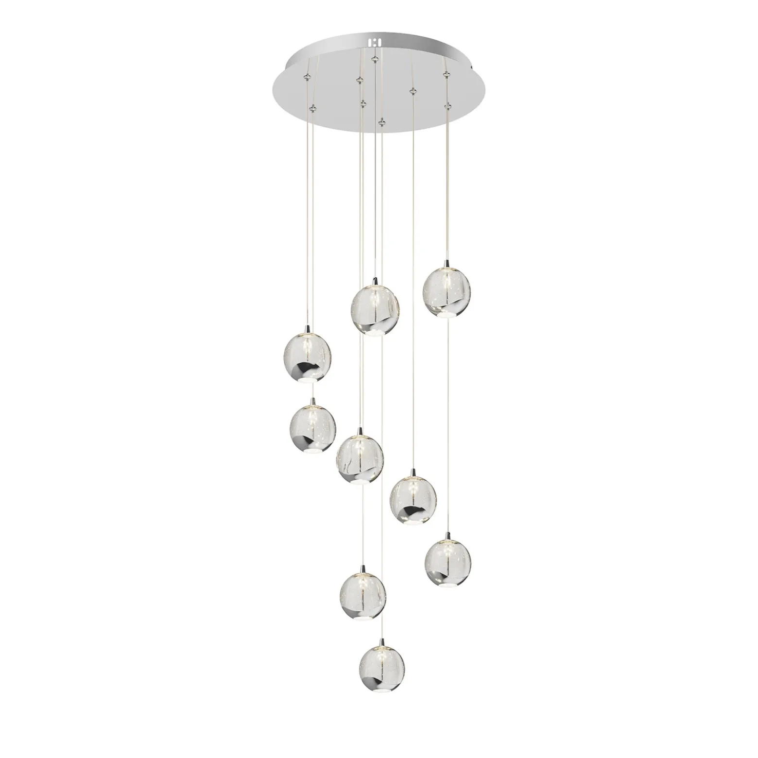 lámpara colgante LED Lucande Hayley, Ø 40 cm, 9 luces, cromo, cristal