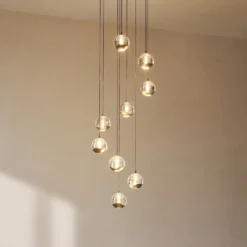 Lámpara colgante LED Lucande Hayley, negra, 9 luces, cristal