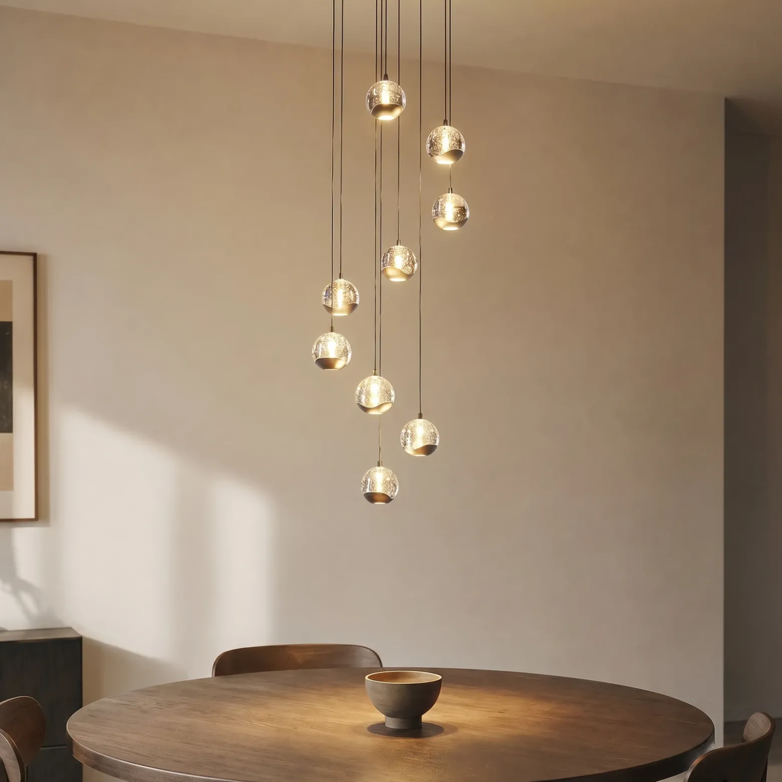 Lámpara colgante LED Lucande Hayley, negra, 9 luces, cristal