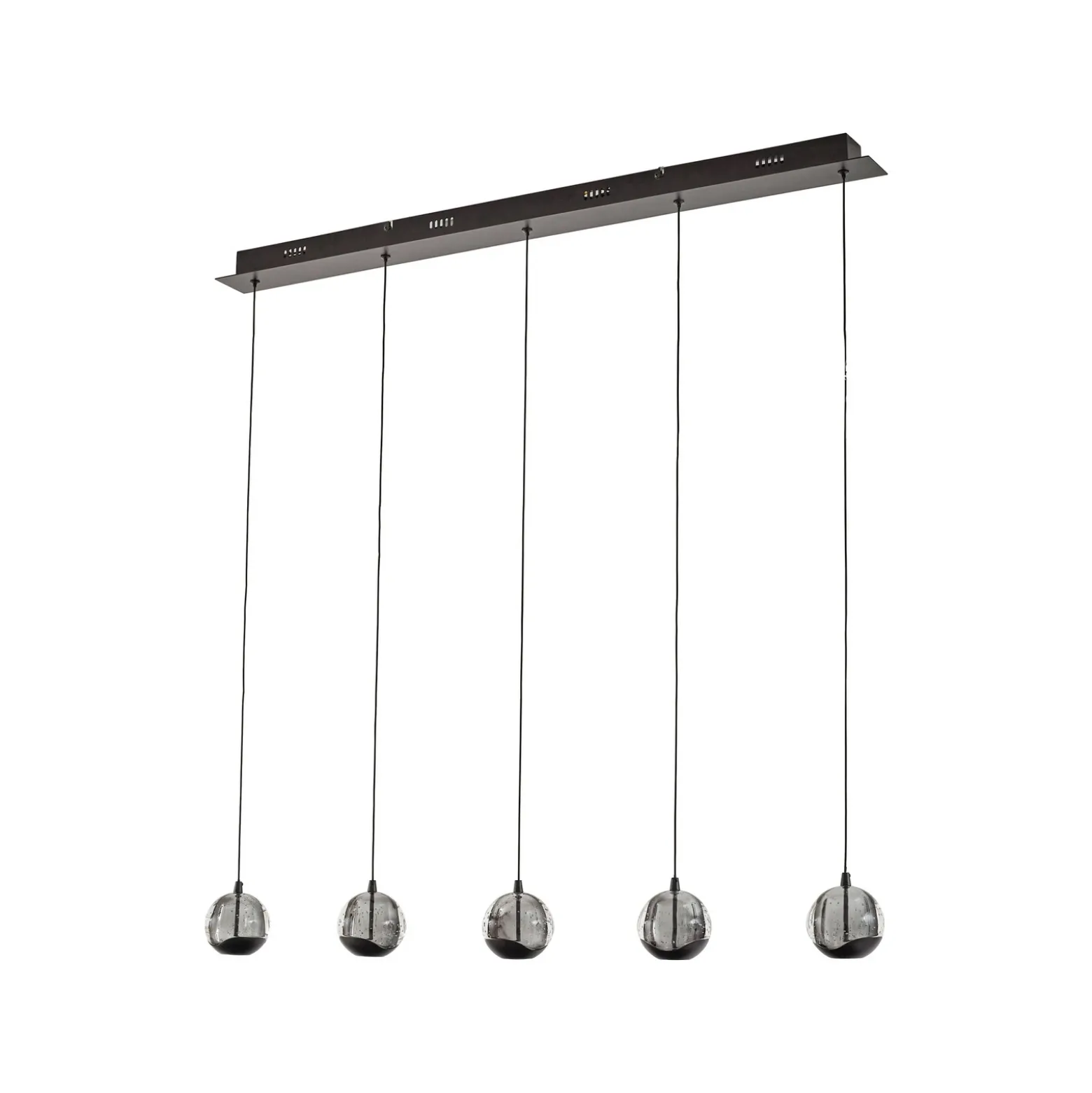 Lámpara colgante LED Lucande Hayley, negra, 5 luces, alargada