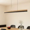 Lámpara colgante LED Lucande Holven, madera, CCT, longitud 113 cm