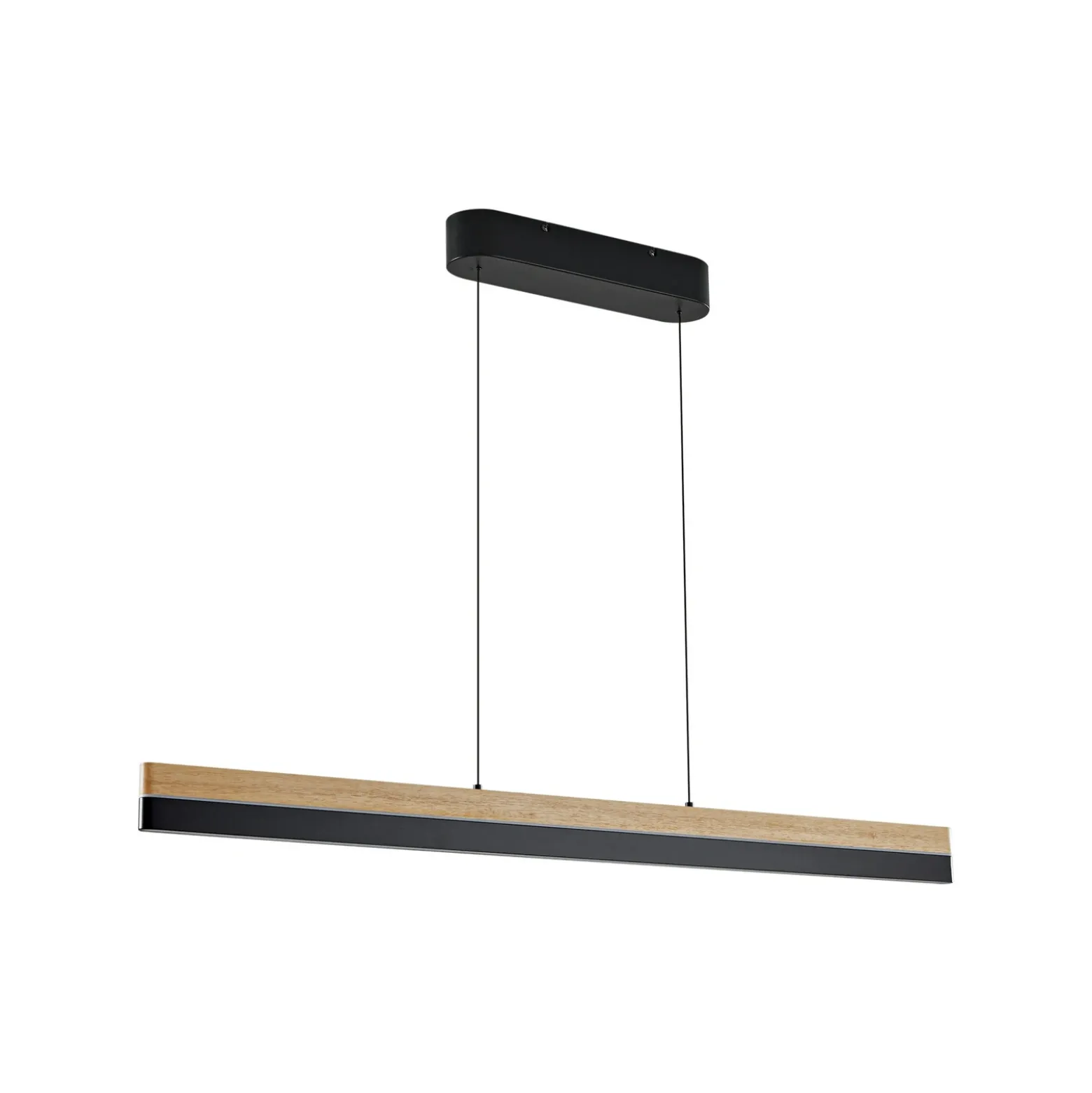 Lámpara colgante LED Lucande Holven, madera, CCT, longitud 113 cm