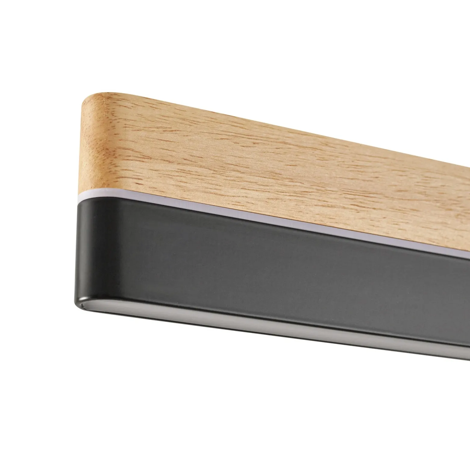 Lámpara colgante LED Lucande Holven, madera, CCT, longitud 113 cm