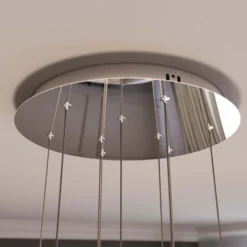 lámpara colgante LED Lucande Hayley, Ø 40 cm, 9 luces, cromo, cristal