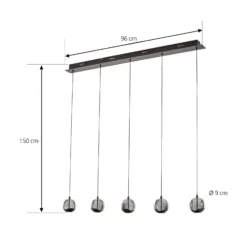 Lámpara colgante LED Lucande Hayley, negra, 5 luces, alargada
