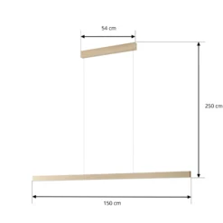 Lámpara colgante LED Lucande Mylosh, dorada, 150 cm, CCT, atenuable