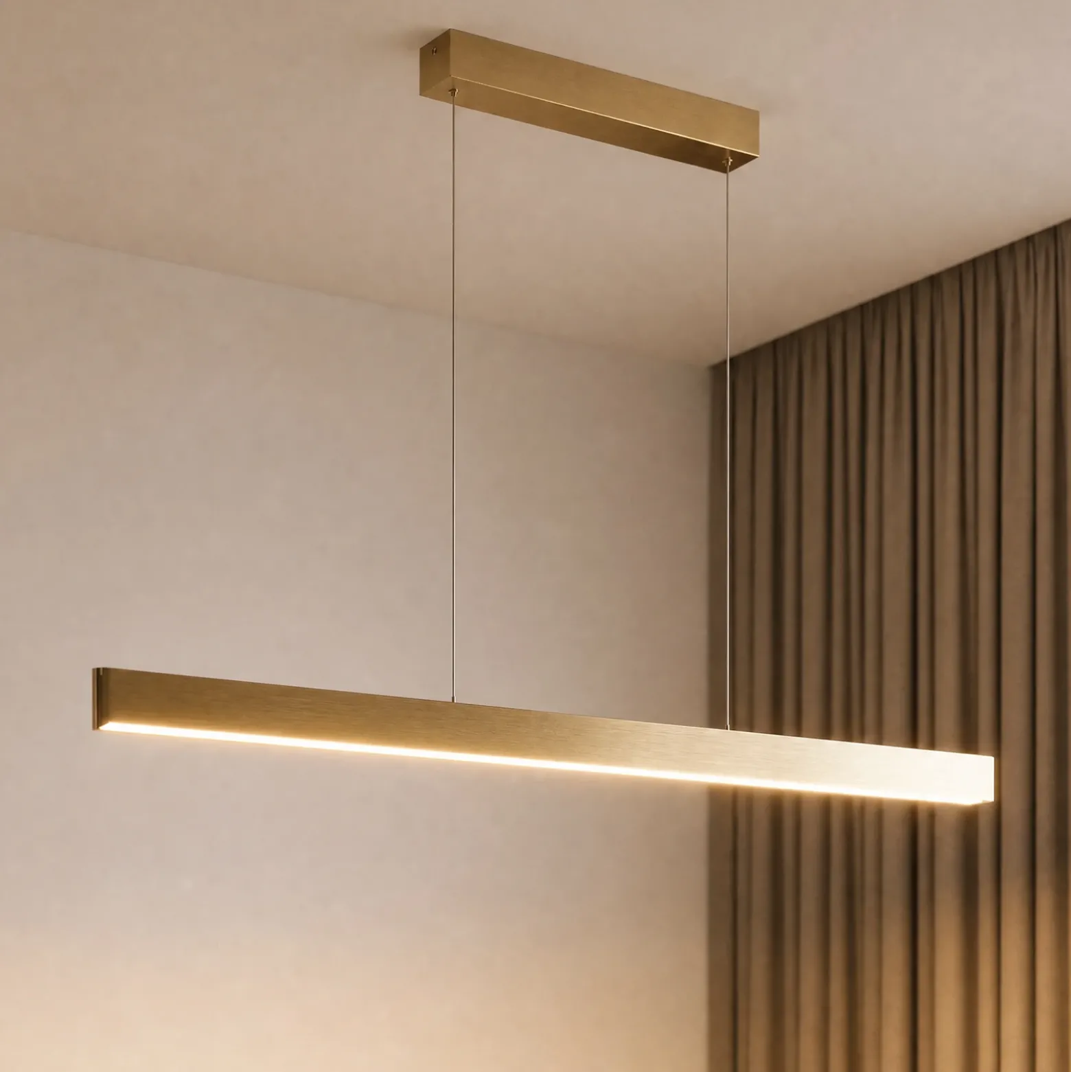 Lámpara colgante LED Lucande Mylosh, dorada, 150 cm, CCT, atenuable