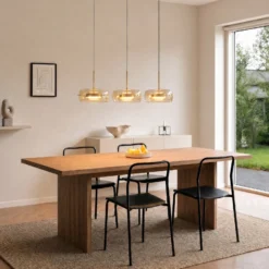 Lámpara colgante LED Lucande Martis, ámbar, 3 luces, atenuable