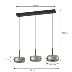 Lámpara colgante LED Lucande Martis, negra, 3 luces, step-dim