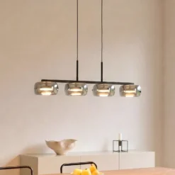 Lámpara colgante LED Lucande Martis, negra, 4 luces, atenuable