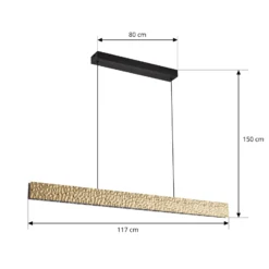 Lámpara colgante LED Lucande Nivara, 117 cm, dorada, metal