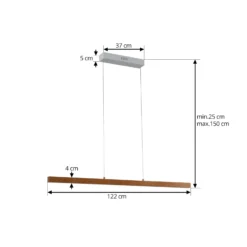 Lámpara colgante LED Lucande Nihalo, madera, 122 cm, atenuable, CCT