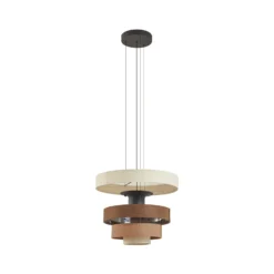 Lámpara colgante LED Lucande Peldano, Ø50 cm marrón/beige, atenuable
