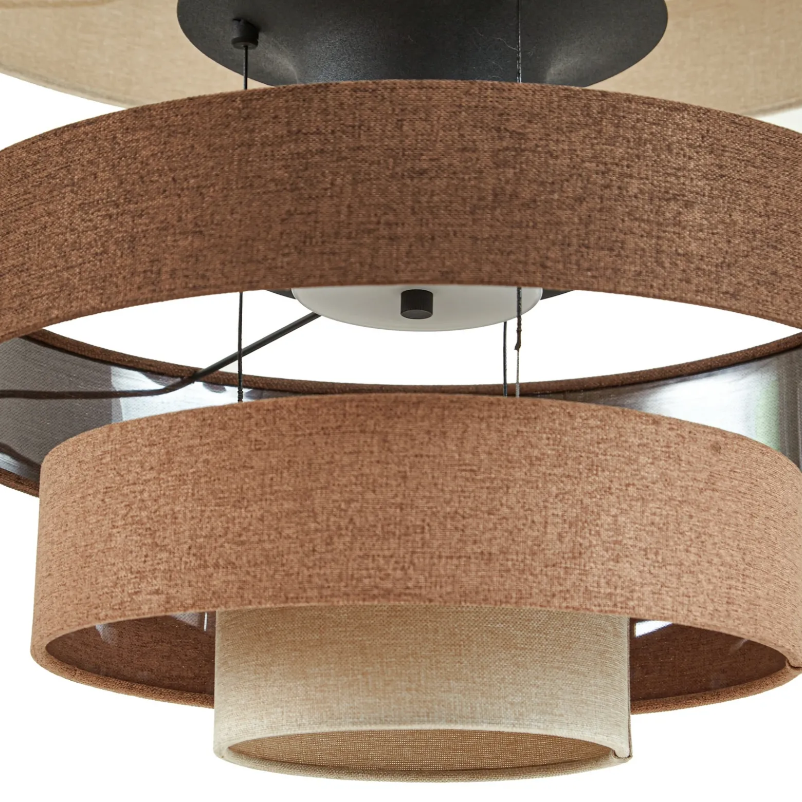 Lámpara colgante LED Lucande Peldano, Ø50 cm marrón/beige, atenuable