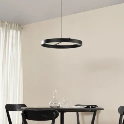 Lámpara colgante LED Lucande Rovan, Ø 60 cm, negro, CCT, atenuable