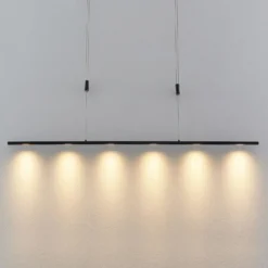 Lámpara colgante LED Lucande Stakato, 140 cm, 6 luces, atenuable