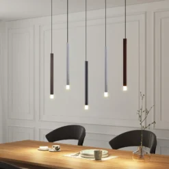 Lámpara colgante LED Lucande Stoika, 88 cm, 5 luces, metal