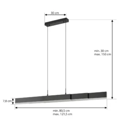 lámpara colgante LED Lucande Torven, negra, CCT, extensible