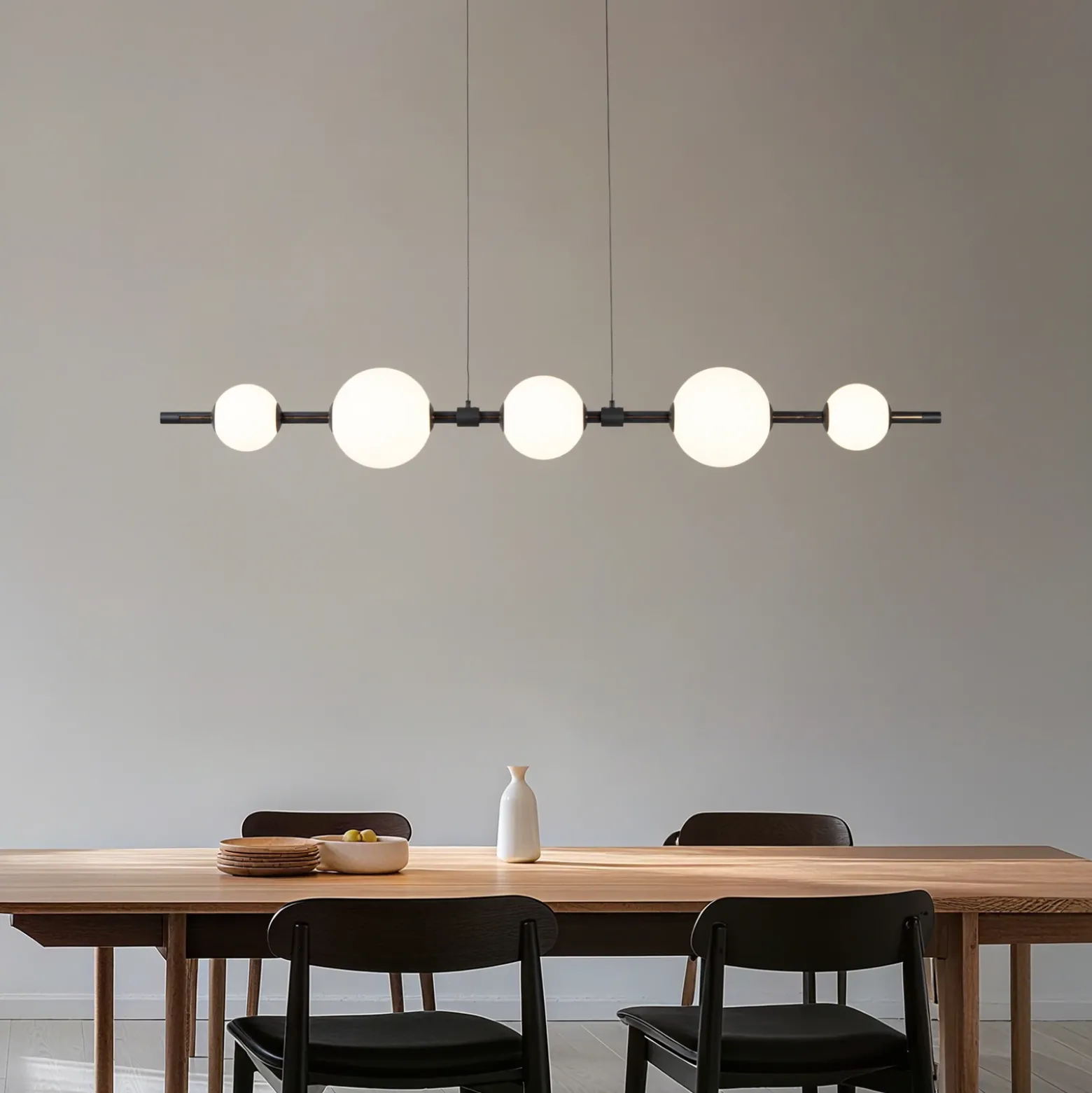 Lámpara colgante LED Lucande Tanira, negro/blanco, 140 cm, atenuable por pasos